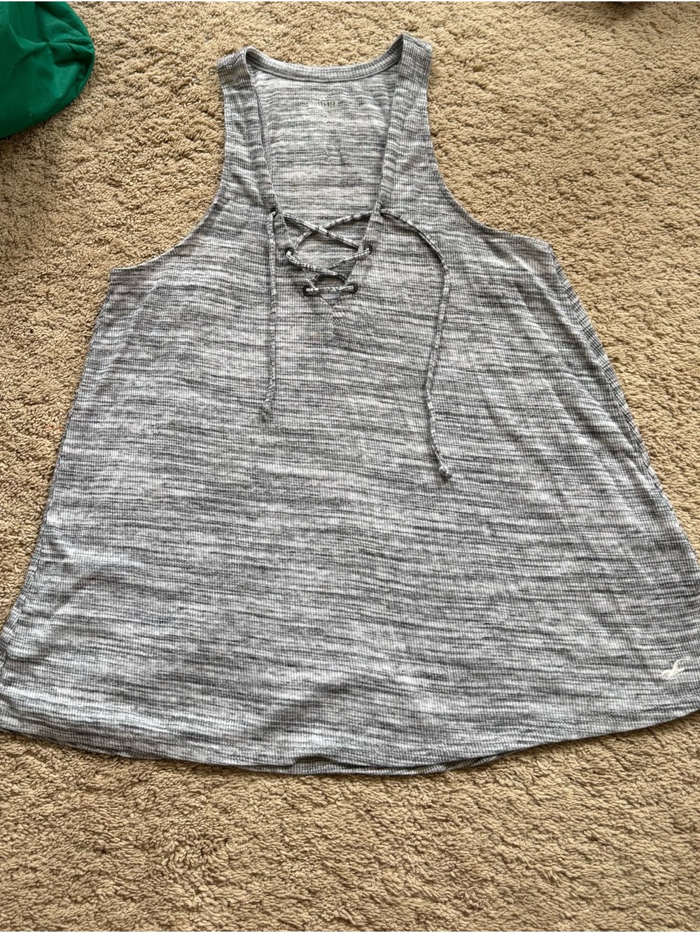 Hollister Gray Lace-Up Racerback Tank Top - Women